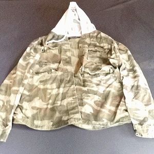 Camo printed button up jacket